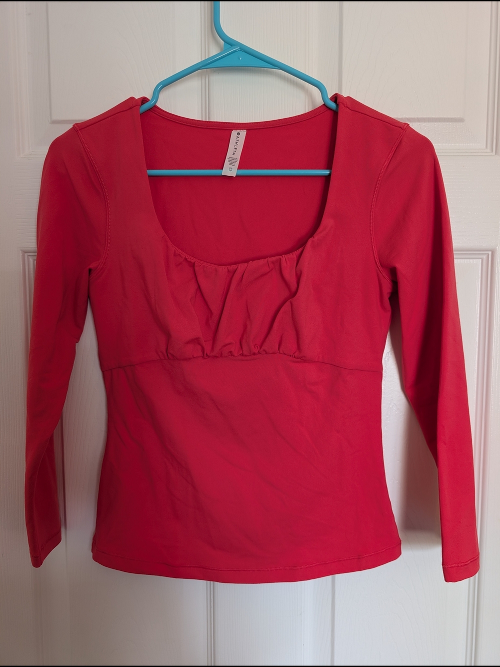 Athleta Bright Pink Scoop-Neck Long Sleeve Top
